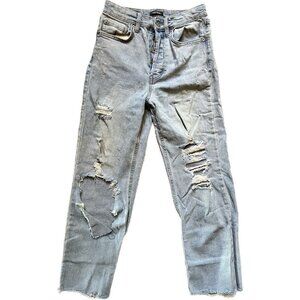 Wild Fable Women's Jeans Size 2 Destressed Denim Highest Rise Straight Frayed